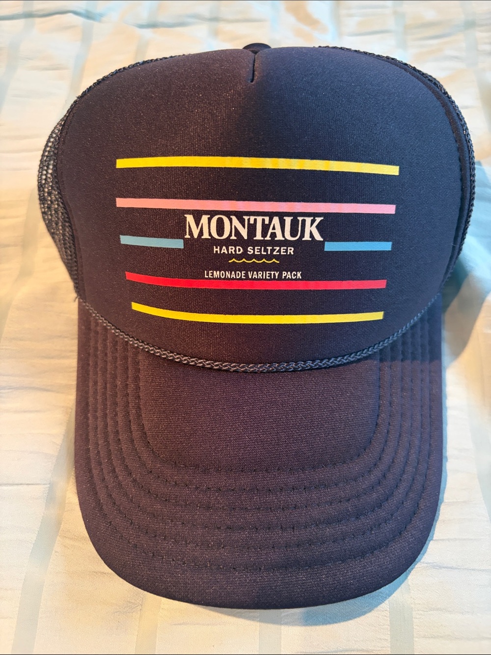 OTTO Navy Trucker Hat with Yellow Underside